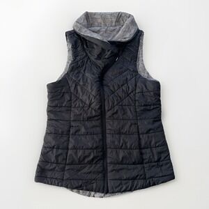 Mondetta Reversible Puffer Vest Black Gray Quilted Thermal Athletic Women's M